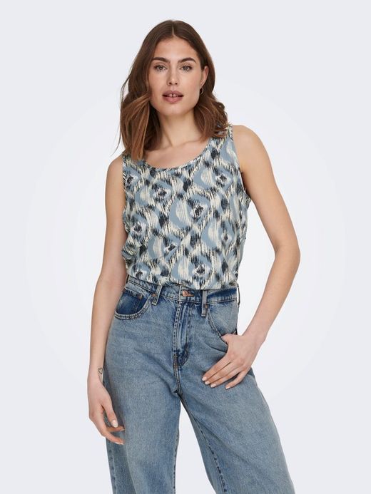 Top de tirante ancho con estampado geométrico Only Faded Denim