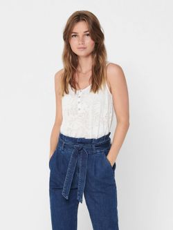 Nur Cloud Dancer Basic geknöpftes Tanktop