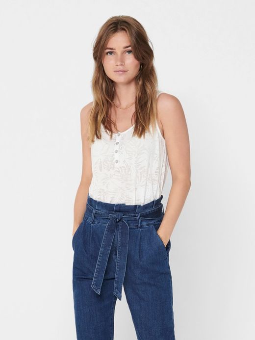 Nur Cloud Dancer Basic geknöpftes Tanktop