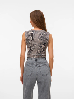 Top de tirantes con estampado animal print Vero Moda Oatmeal