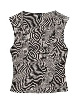 Top de tirantes con estampado animal print Vero Moda Oatmeal