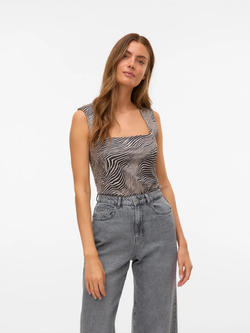 Top de tirantes con estampado animal print Vero Moda Oatmeal