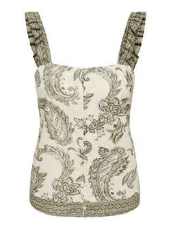 Top de tirantes con estampado cachemir monocolor Only Ivy Green