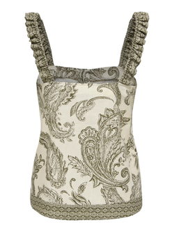 Top de tirantes con estampado cachemir monocolor Only Ivy Green