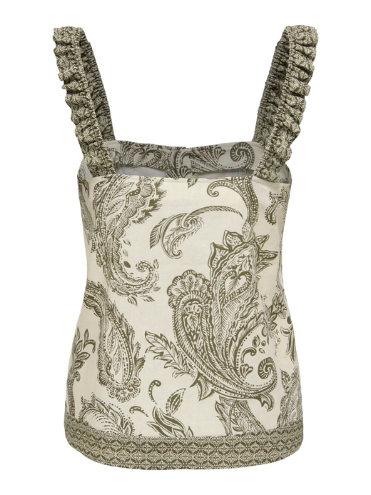 Top de tirantes con estampado cachemir monocolor Only Ivy Green
