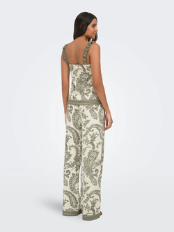 Top de tirantes con estampado cachemir monocolor Only Ivy Green