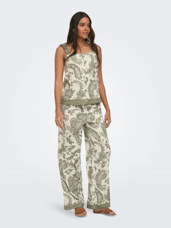 Top de tirantes con estampado cachemir monocolor Only Ivy Green