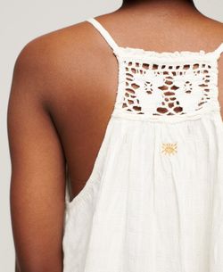 Top de tirantes corto con calado Superdry Ecru