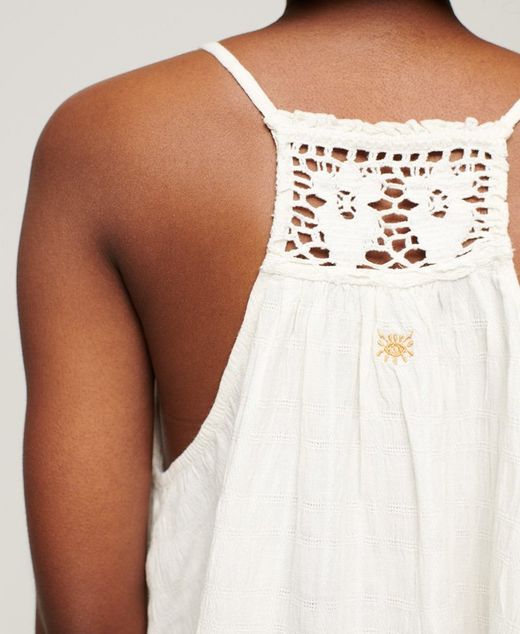 Top de tirantes corto con calado Superdry Ecru