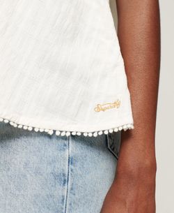 Top de tirantes corto con calado Superdry Ecru