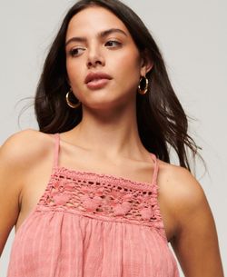 Top de tirantes corto con calado Superdry Pink