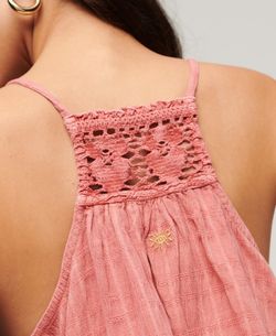 Top de tirantes corto con calado Superdry Pink