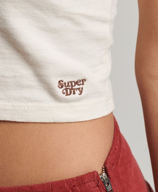 Top de tirantes corto rayas Superdry Oatmeal