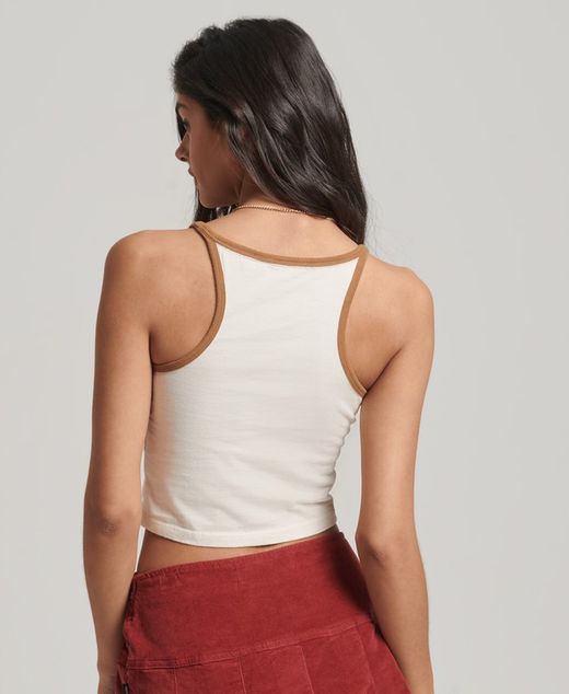Top de tirantes corto rayas Superdry Oatmeal