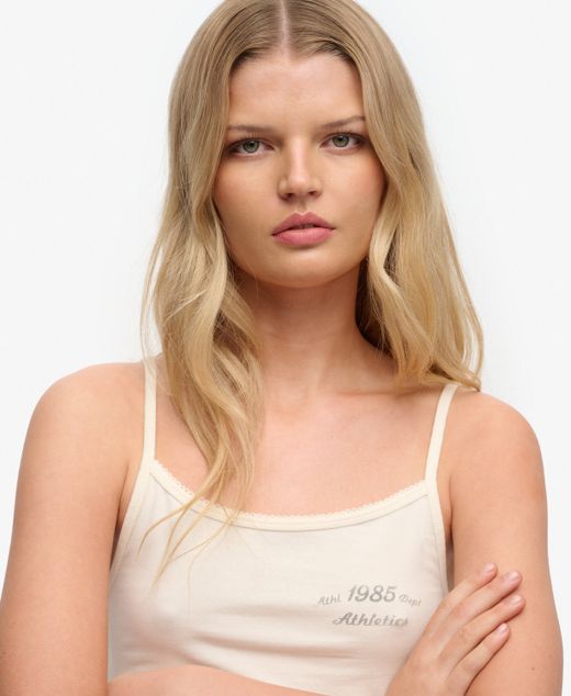 Top de tirantes corto Superdry Bone White