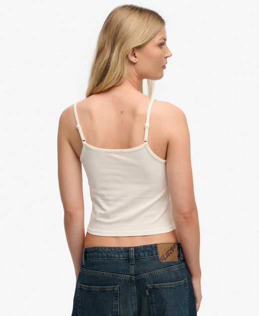 Top de tirantes corto Superdry Bone White