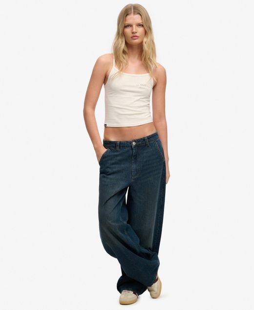 Top de tirantes corto Superdry Bone White