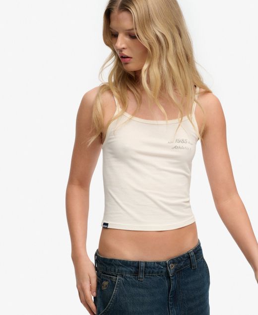 Top de tirantes corto Superdry Bone White