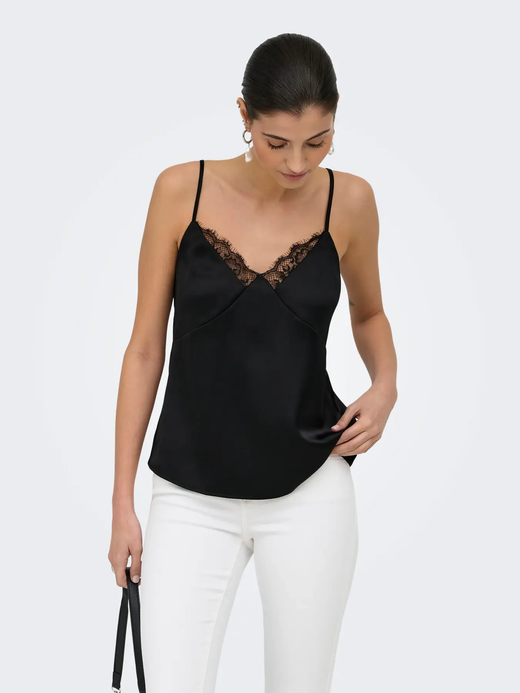 Top de tirantes de raso y con puntillas Only Black