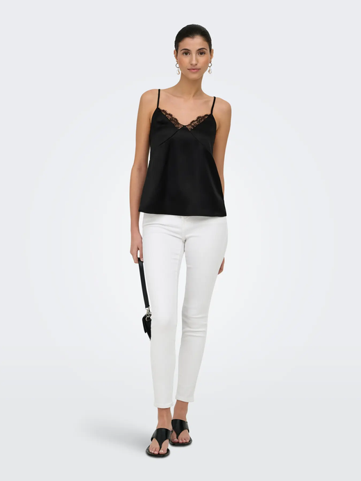 Top de tirantes de raso y con puntillas Only Black
