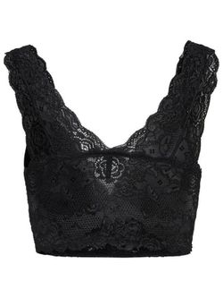 Only Black lingerie lace top