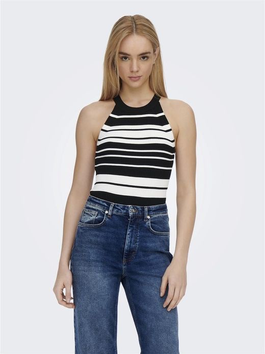 Top punto con rayas horizontales Only Black