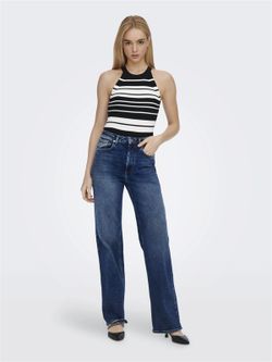 Top punto con rayas horizontales Only Black