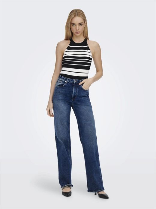 Top punto con rayas horizontales Only Black