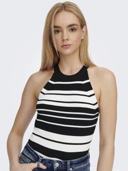 Top punto con rayas horizontales Only Black