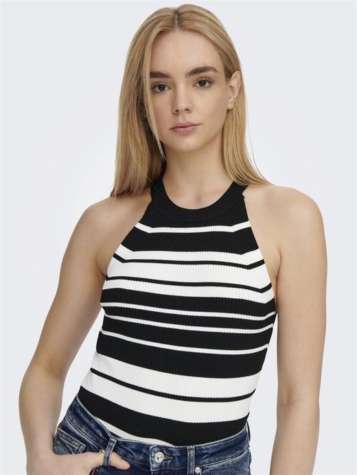 Top punto con rayas horizontales Only Black