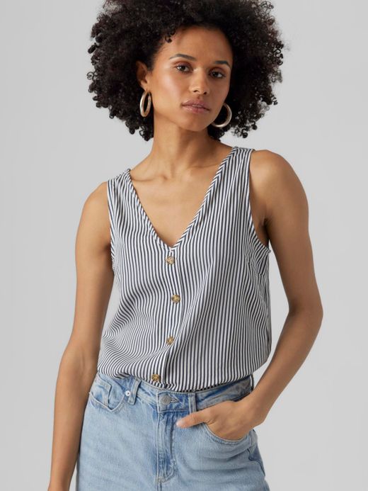 Top s/m abotonado con rayas verticales Vero Moda Snow White