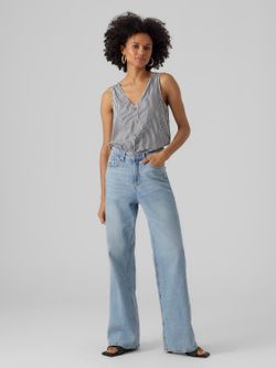 Top s/m abotonado con rayas verticales Vero Moda Snow White