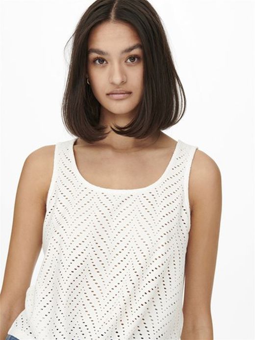 Top s/m calado con nudo Jdy Cloud Dancer