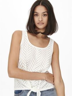 Top s/m calado con nudo Jdy Cloud Dancer