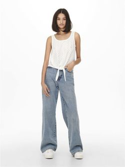 Top s/m calado con nudo Jdy Cloud Dancer