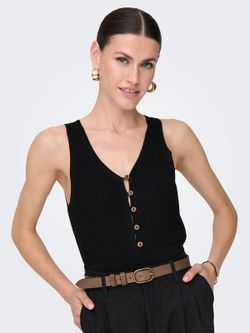 Top s/m de punto con botones Only Black