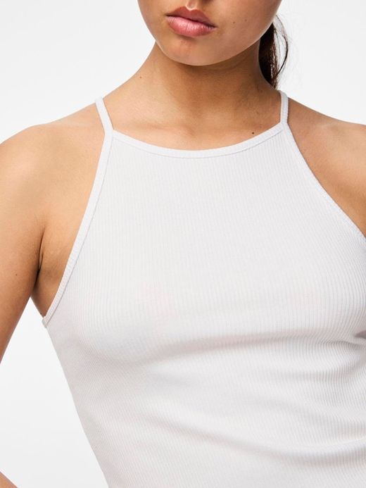 Top tirantes canalé Pieces Bright White