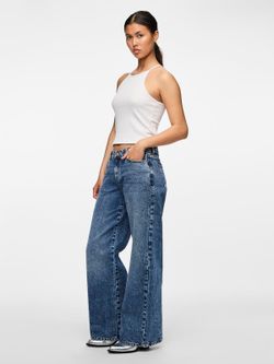 Top tirantes canalé Pieces Bright White