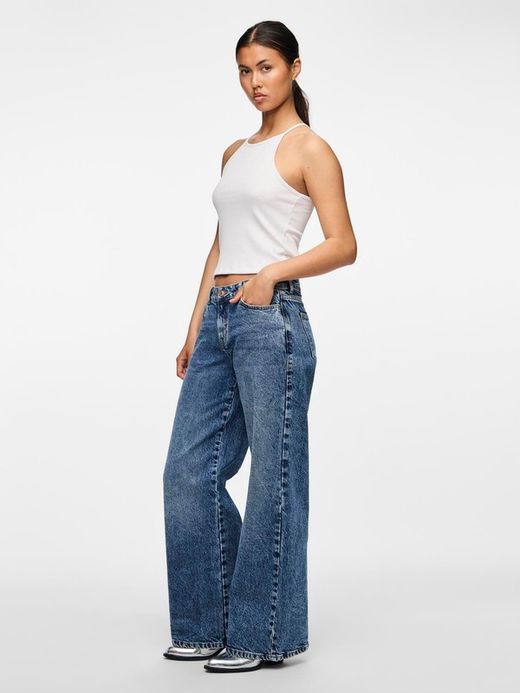 Top tirantes canalé Pieces Bright White