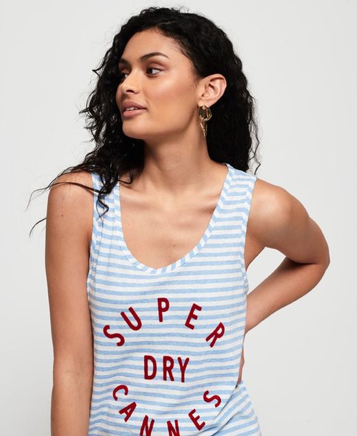 Canotta a righe con scritta Seafoam Superdry