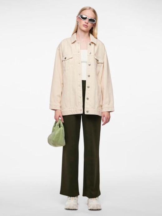 Top tirantes corto canalé Pieces Cloud Dancer