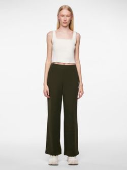 Top tirantes corto canalé Pieces Cloud Dancer