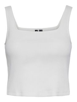 Top tirantes corto canalé Pieces Cloud Dancer