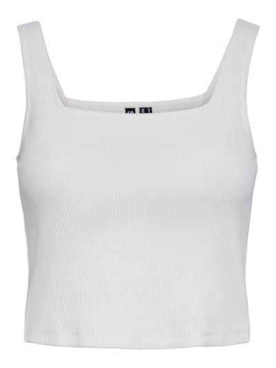 Top tirantes corto canalé Pieces Cloud Dancer