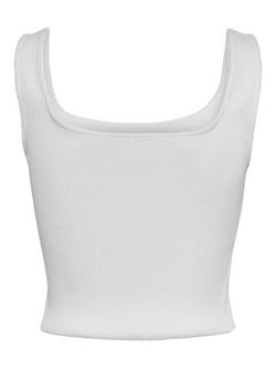 Top tirantes corto canalé Pieces Cloud Dancer