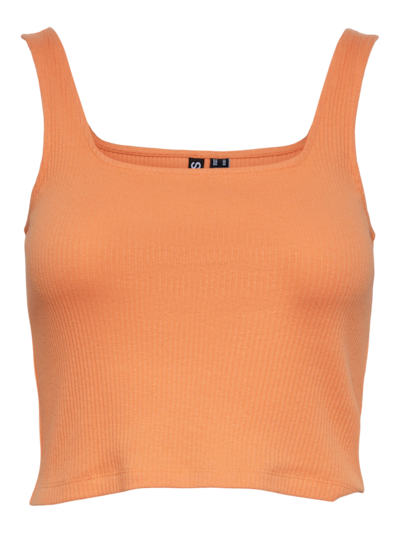 Top tirantes corto canalé Pieces Tangerine