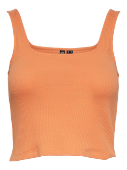 Top tirantes corto canalé Pieces Tangerine