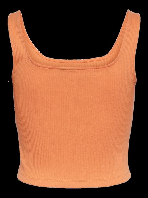 Top tirantes corto canalé Pieces Tangerine