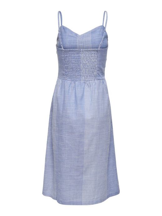Buttoned Strappy Dress with Stripes Only Medium Blue