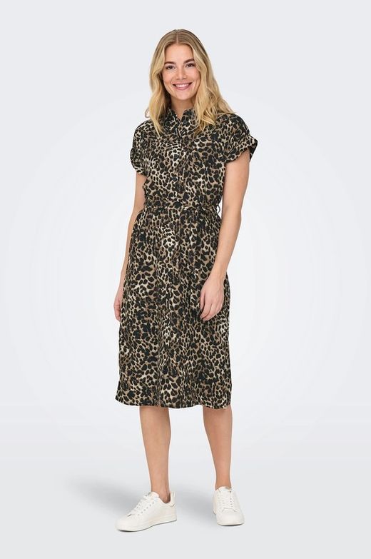 Vestido camisero con estampado leopardo Only Black 1